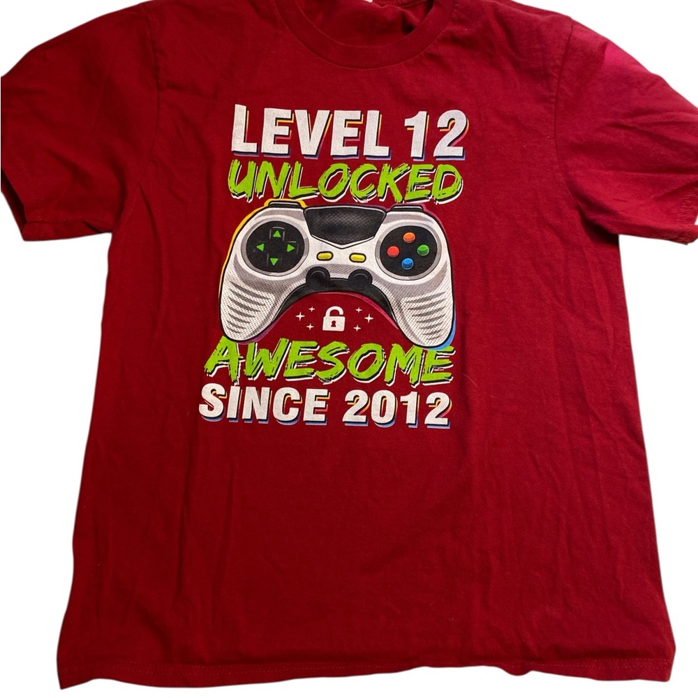 Port and Company Red Gaming T-Shirt with Controller Design boys large